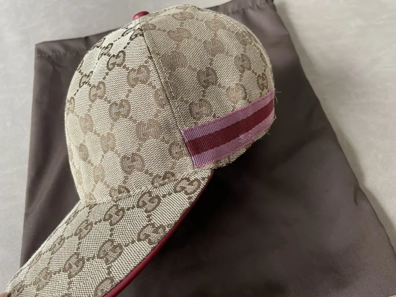 GG canvas baseball cap met gestreepte band