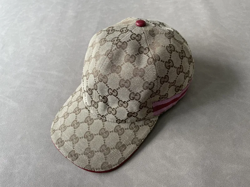 GG canvas baseball cap met gestreepte band