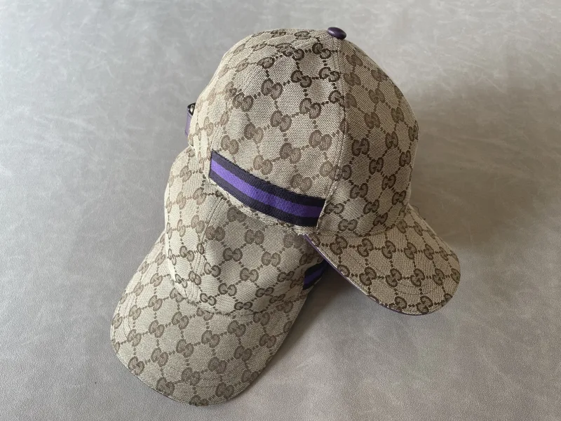 baseball cap GG canvas met gestreepte detail