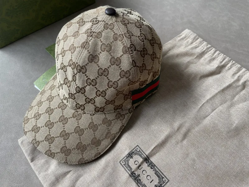 baseball cap GG canvas met groen-rode streep