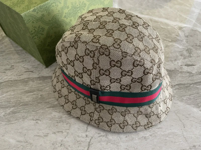 Bucket Hat GG Canvas met rode en groene streep