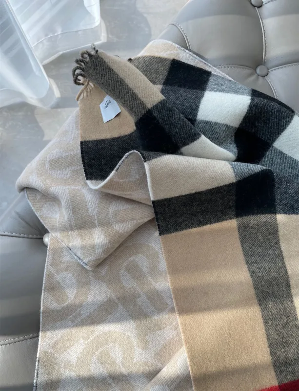 Iconische plaid sjaal met logo