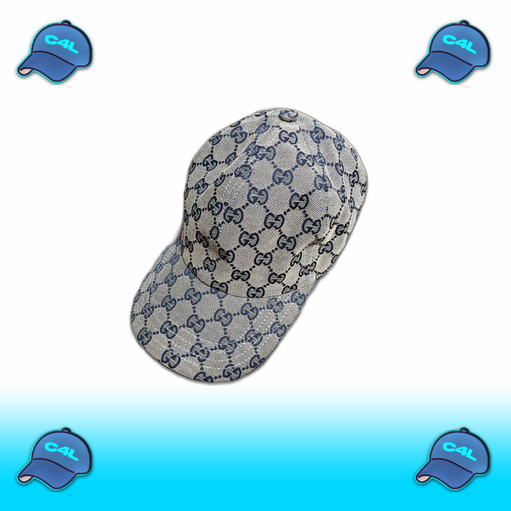 Monogram pet met blauwe en gele band