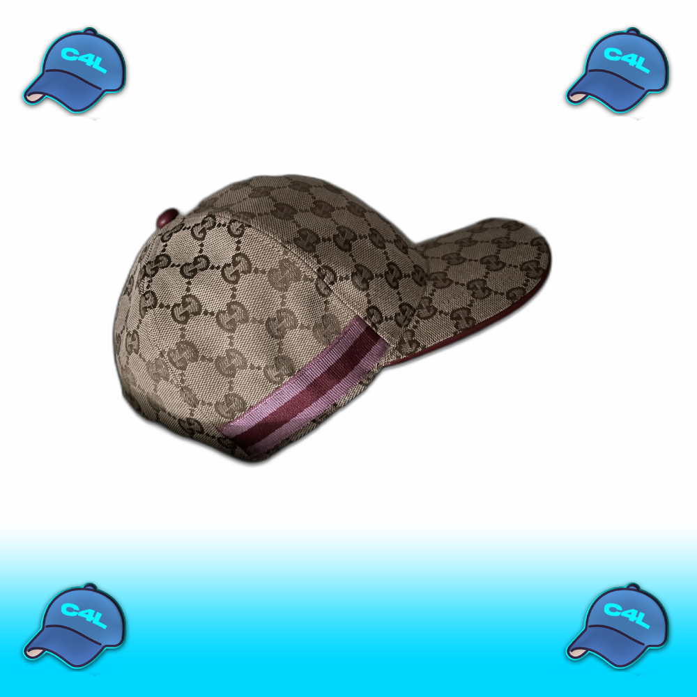 GG canvas baseball cap met gestreepte band
